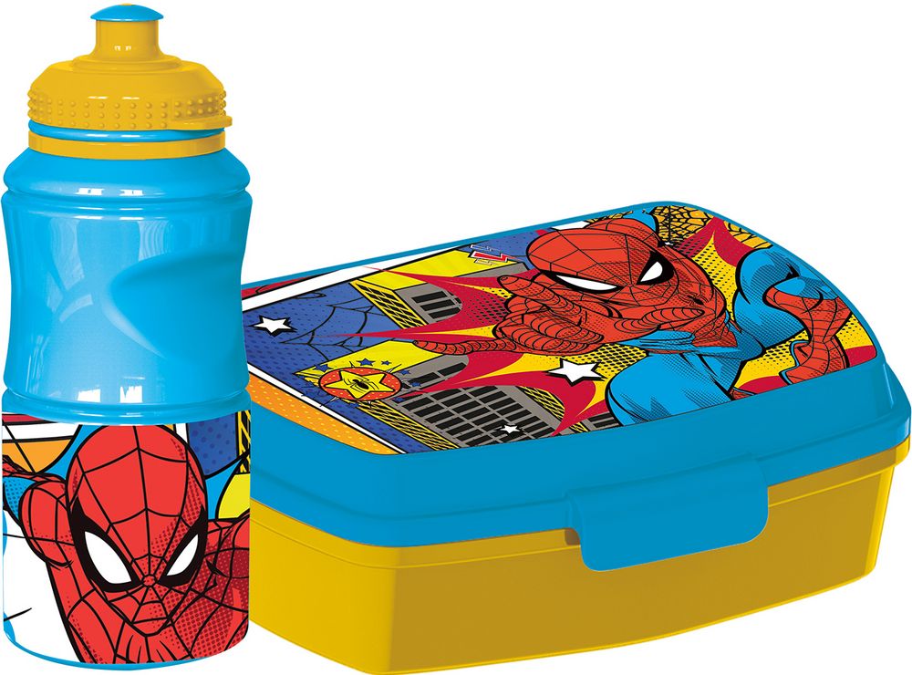Set borraccia da 380 ml e Sandwich Box per bambini in plastica Spiderm –  Tataway