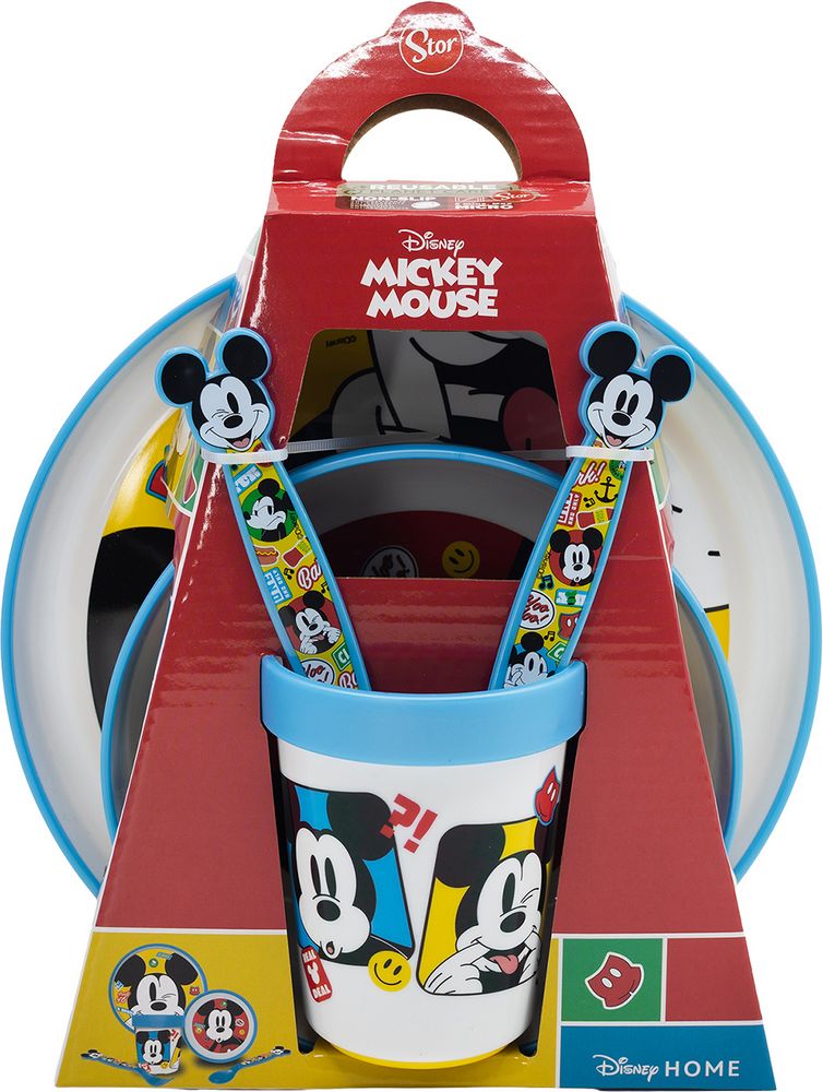 Set Pappa per bambini antiscivolo in plastica 5 pezzi Topolino – Tataway