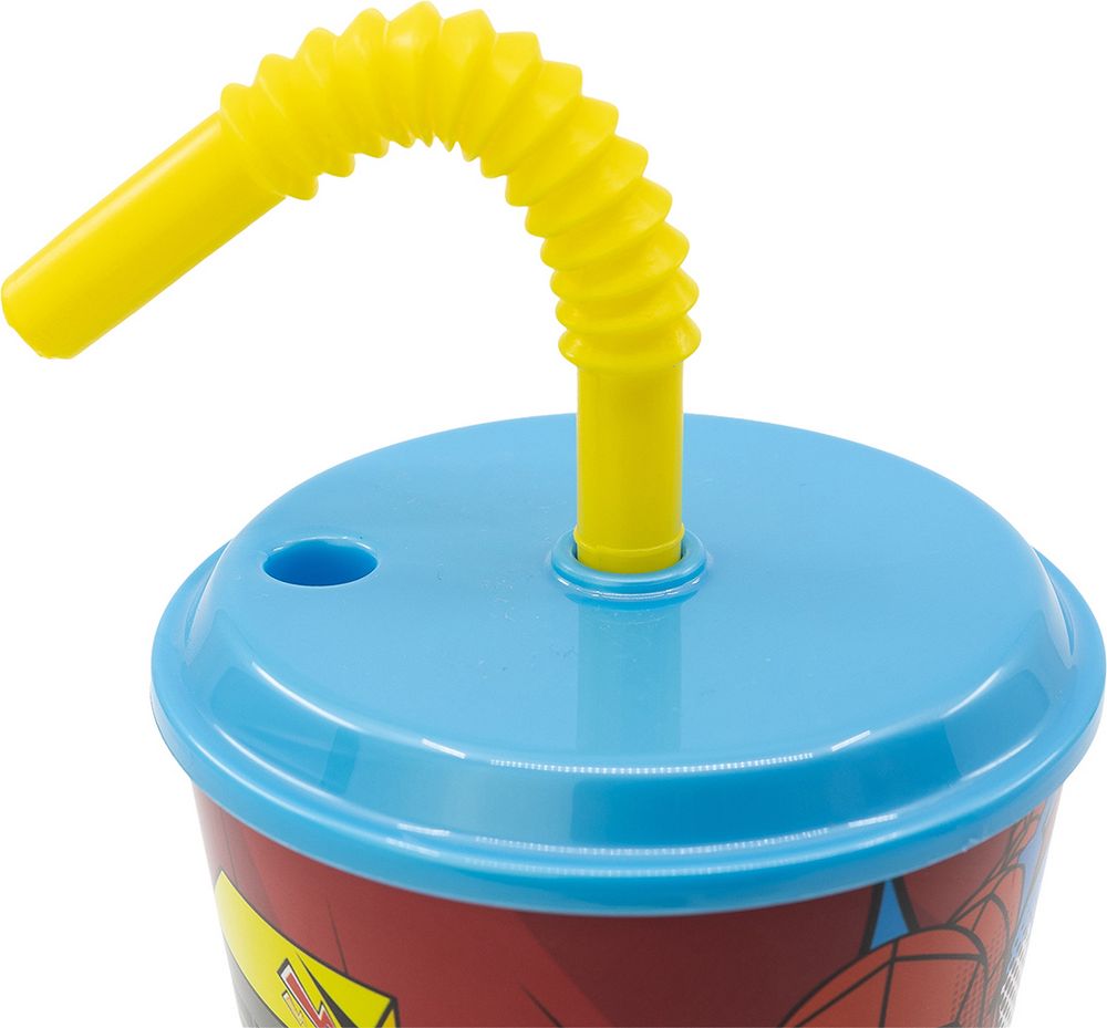 Bicchiere con Cannuccia e Coperchio 430 ml per Bambini in plastica